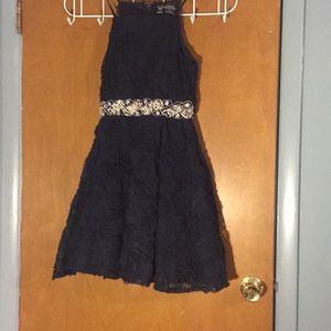 A homecoming navy blue dress